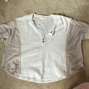 Brown and white loose fitting t shirt